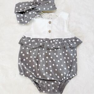 Mayoral Baby Girls Gray Polka Dot Romper